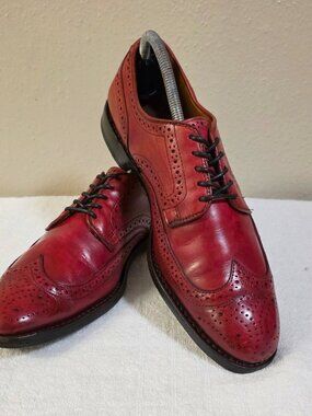 Allen Edmonds 9-D Red Madison Park Mens Leather Derby Wingtip Dress Shoes